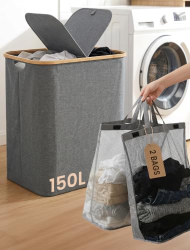 Laundry Basket with Lid 2 Compartments: Holds About 2 or 3 Loads of Washing