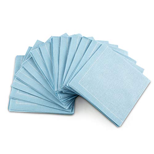 Signature Napkins Cocktail-Servietten, 100 % Baumwolle, 1/4-Falz, 20,3 x 20,3 cm, Himmelblau Cover
