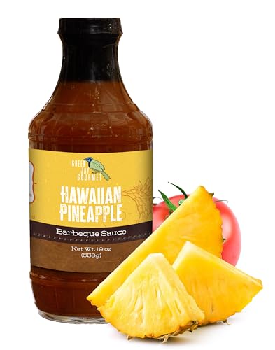Green Jay Gourmet BBQ Sauce - Hawaiian Pineapple - All-Natural Barbecue Sauce with Apples, Gourmet Spices, Tomato Paste & More - Gourmet Barbecue Spread for Meats, Veggies & Other Foods - 19 Ounces