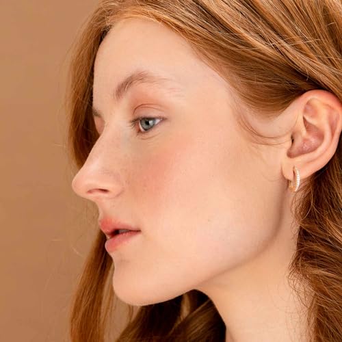 14K Gold Hoop Earrings for Women’s Hoop Earring Small Thick Hoops Earring Exquisite Diamond Hoops Earrings 25 MM4