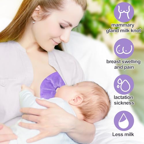 2 PCS Breast Pads, Reusable Breast Pads Nursing with Soft Covers Hot Cold Breastfeeding Gel Pads for Relieve Clogged Ducts Nipple Pain Postpartum Relief Breastfeeding Essentials for Moms