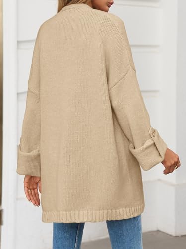 Image of Saodimallsu Womens Oversized Long Cardigan Sweaters Casual Open Front Chunky Knit Slouchy Fall Trendy Sweater Coats