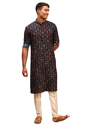 Ensemble pyjama et kurta Patola bleu VASTRAMAY pour mariages