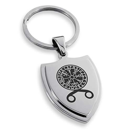Stainless Steel Binding Vegvisir Troll Cross Runic Viking Shield Keychain Keyring