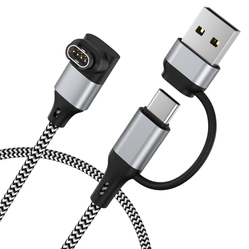 Cavo USB-C 2-in-1 Per Garmin Con Adattatore USB-A – Ricarica Per Fenix 8, Forerunner, Vivoactive E Instinct (0.3m, Grigio)