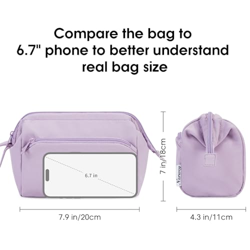 Image of Narwey Travel Makeup Bag Toiletry Bag, Wide Open Cosmetic Bag for Women | Wide Open, Portable, Water-resistent, 3 Organized Compartments, Medicine Bag, Holiday Gifts