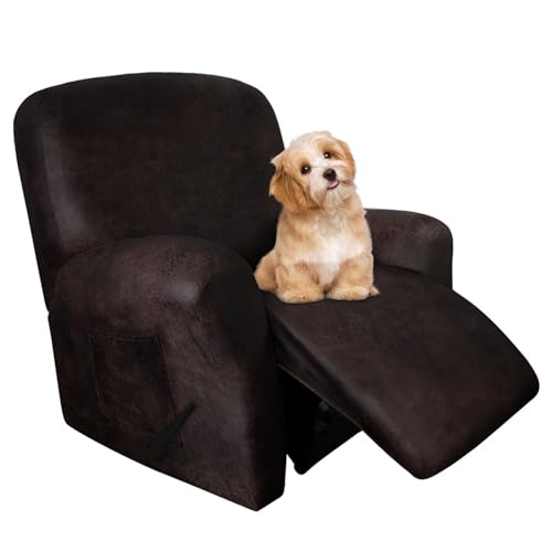 molasofa Leather Like Oversized Recliner Chair Covers, Extra Large 4 Pieces Lazy Boy Recliner Cover for Recliner Wide Chair for Pets Kids Washable(X-Large, Chocolate)