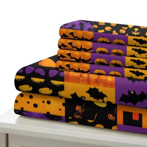 Parure de lit Halloween festive 3 pièces en microfibre King 3D