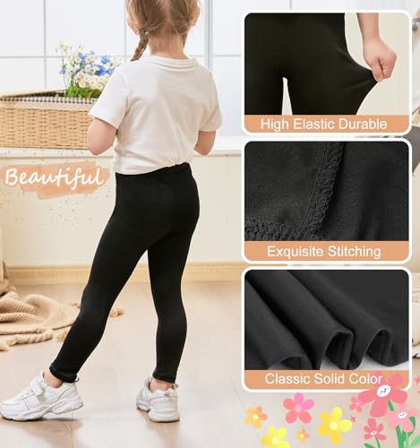 TXJ Sports 3-Pack Leggings for Girls Fashing Printing Girls Leggings Soft Kids Pants Ankle Length in 3t to 11 Years4
