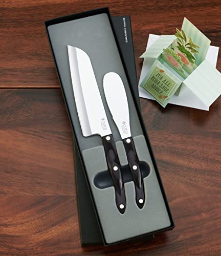 Cutco #1849 Culinary Companions Boxed Knife Gift Set - Includes #1766 Santoku Knife and #1768 Spatula Spreader - Classic Black