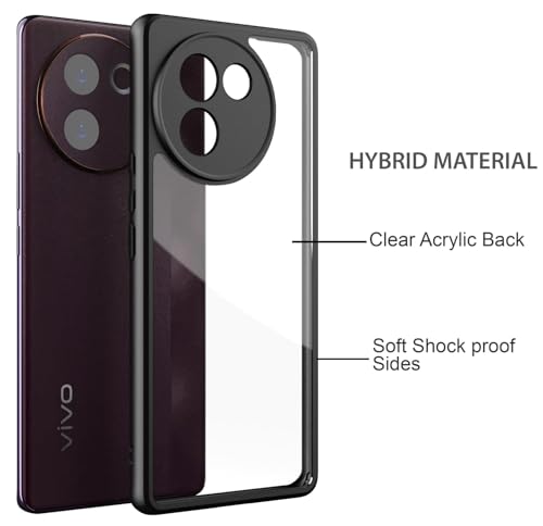 Image of REALCASE Back Cover Case for Vivo V30e 5G | Slim Fit Hard PC Back & Soft TPU Bumper | Protective Shockproof Scratch Resistant Case for VIvo V30e 5G (Black+Clear)
