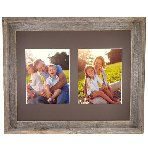 BARNWOODUSA Collage Picture Frame, 2-Opening, 8x10, Weathered Wood