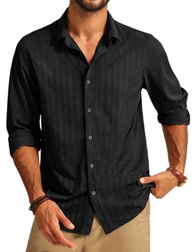 PJ PAUL JONES Men's Long Sleeve Dress Shirt Smart Non Iron Stretch Business Formal Shirt