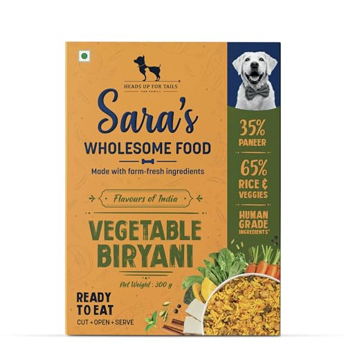Image of Sara's Wholesome by HUFT Flavours of India Vegetable Biryani Wet Dog Food - 300 gm (Pack of 3) | Value Pack | Vegetarian Recipe | Complete & Balanced Nutrition for Dogs of All Breeds