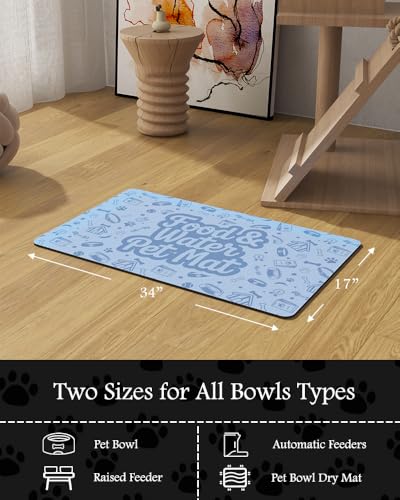 Image of Pet Feeding Mat-Absorbent Dog Mat for Food and Water Bowl-No Stains Quick Dry Water Dispenser Mat-Dog Accessories Pet Supplies-Bowl for Messy Drinkers（Words,17 inchx34 inch
