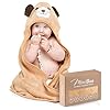 MINIBOO Premium Hooded Towel with Unique Dog Design Extra Soft and Absorbent Rayon from Bamboo Towels for Newborn Infant and Toddler Perfect as Baby Gifts