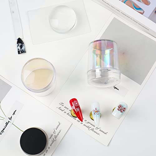 Angnya Nail Art Stamper French Tip Clear Soft Jelly Silicone With Scraper,Holographic Transparent Visible Body Image Plate For Manicure Tools(Pink) #TOP2