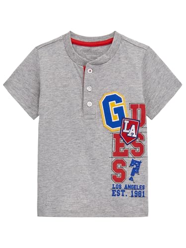 GUESS Boys' Eco Short Sleeve Henley Shirt