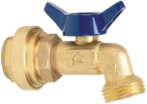 GripWerks P182-8-34 Compact Push-Fit Hose Bibb Valve with 1/4-Turn, Brass, 3/4-Inch