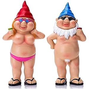 2Pcs Garden Gnome，Garden Gnome Statue Naughty Garden Gnome Funny Gnome，Goblin-Art Decoration for Lawn Ornaments Indoor…