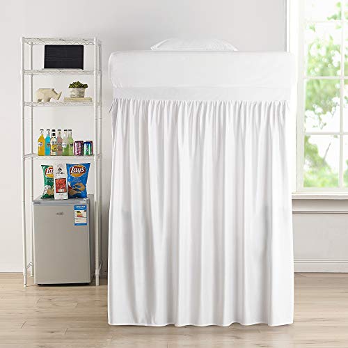 Luxuryplushextendeddormsizedbedskirtpanelwithties1panelwhiteforraisedorloftedbeds  Urban Country Home Decor Luxury plush extended dorm sized bed skirt panel with ties 1 panel white for raised or lofted beds  urban country home decor