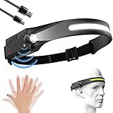 CUIFULI Stirnlampe LED Wiederaufladbar,Intelligenter Sensor Kopflampe mit 5 Lichtmodi-Winken Sie mit der Hand,led stirnlampe,headlamp,Wasserdicht Leicht Stirnleuchte,Kopflampe Stirnlampe [A+++]