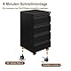 HOMSTEEL Rollcontainer, Mobiler Aktenschrank mit Schloss, 4 Schlüssel, 4 Schubladen, Büroschrank aus Metall, Bereits Vormontiert, für Büro, Heimbüro, Schwarz