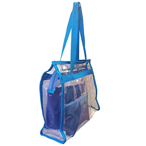 Bolsa feminina praia sacola transparente 2 necessaires brinde azul