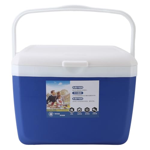 Nevera Portátil Aislada 13L, Caja Térmica Resistente con Asa y Tapa Hermética - Gran Capacidad, Material Plástico Duradero, Ideal para Camping y Picnics (Azul)