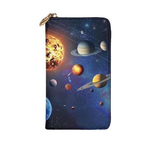 Outer Space Solar System Printed Long Wallet for Women Men Cute PU Leather Wallet with Coin Purse and Credit Card Holder2