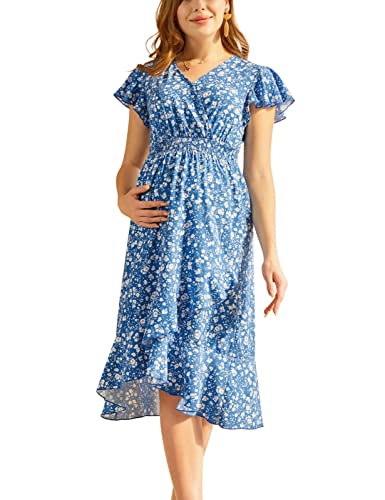 Black Maternity Dress Maternity Dress For Baby Shower Beach Party Midi Dress Blue M #TOP17