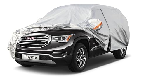 Image of Kayme 6 Layers SUV Car Cover Custom Fit for GMC Acadia (2007-2025) Waterproof All Weather for Automobiles, Outdoor Full Cover Rain Sun UV Protection.Silver