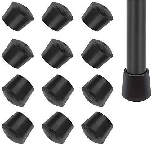 12 Pieces Rubber Chair Leg Caps, Chair Caps, Chair Tips, 1 inch Chair Caps Legs for Indoor Home Outdoor Patio Garden Office Round Chair Leg, Black