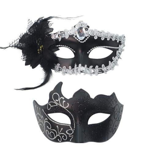 Masque de plumes et fleur de mascarade : loup peint pour grand spectacle