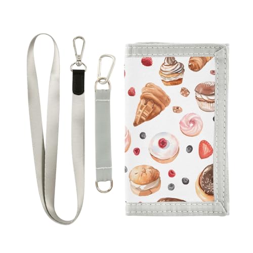 ALAZA Kids Wallets for Boys Girls Toddler Trifold Wallet Children Small Sweet Bakery Pastry with Zipper Coin Pocket