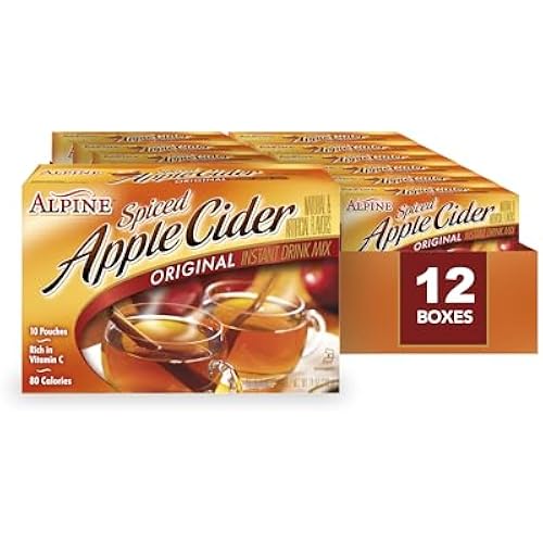 Alpine Original Spiced Apple Cider Instant Drink Mix, Rich in Vitamin C and Low Calorie, 0.74 Oz Pouch (Pack of 120)