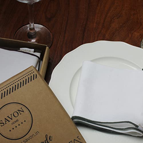 Cotton Cloth Cocktail Napkin 7X7 Inch White With Colored Border Trim Set Of 12 Gold Green Brown Coffee #TOP3