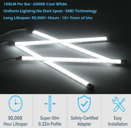 Image of Cefrank 4-Pack 12 inch LED Display Light Bar, 6000K White Plug-in ETL Showcase