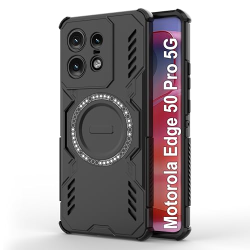 Image of Zapcase Back Case Cover for Motorola Edge 50 Pro 5G | Magnetic Case with Built-in Metal Ring | Supports MagSafe Charger, Wallet & Car Mount | Shockproof Hybrid PC + TPU | Black