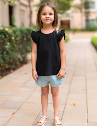 Image of Arshiner Girls Shirts Ruffle Short Sleeve Summer Cute Casual Crewneck Tops Blouse Tee