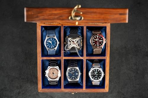 Image of Royal Craft Expertise Wooden Watch Box for Men - 6 Slot Watch Organizer with Hinged Lid | Luxury Watch Display & Storage Case