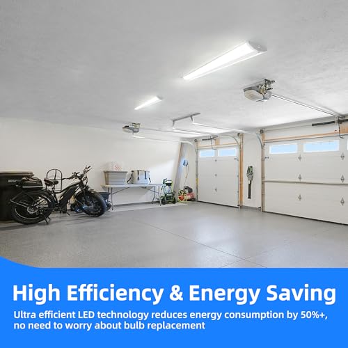 Image of hykolity 4FT 6.4''W LED Wraparound Light with 3 Wattages /3 CCT Selectable | 55W-75W, 3000K-5000K, 5500LM-7500LM, No Glare, Flush Mount Ceiling Light for Office Kitchen, Laundry Room, ETL, 4 Pack