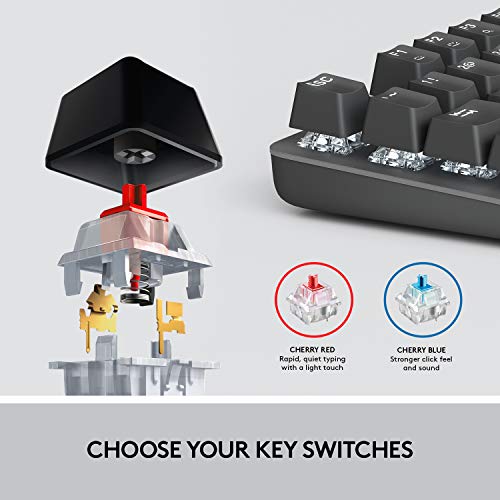 Image of Logitech K845ch Mechanical Illuminated Keyboard, Cherry MX Switches, Strong Adjustable Tilt Legs, Compact Size, Aluminum Top Case, 104 Keys, USB Corded, Windows (Cherry Red Switches)