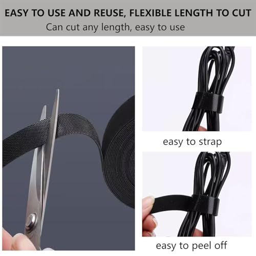 54 Yards x 1/2 Inch Reusable Cable Ties - BSELEYY Adjustable Cord Straps Cable Management Tape Cord Organization Straps Hook Loop Tape Cord Wrap for Home,Office, Wire Bundling (27Yd x 2 Rolls)