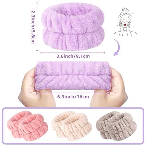 Microfiber Wrist Sweatbands for Face Washing and Spa - 8Pcs Women and Girls Wristbands with Water Guards to Prevent Spilling Down Arms - Thumbnail 2