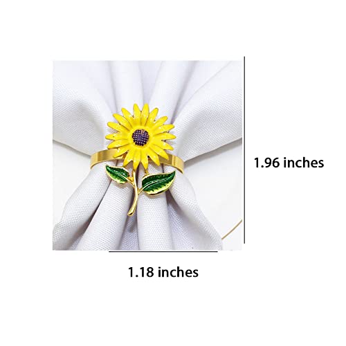 12 Pcs Metal Sunflower Napkin Rings Set, Cute Flower Napkin Holders Towel Buckles For Christmas Holiday Wedding Banquet Carnival Party Table Decorations #TOP6