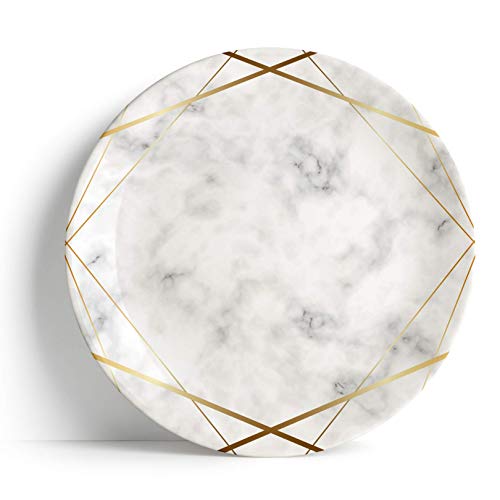 Sabella Home - Plato para servir (40,6 cm), diseño de mármol dorado Cover