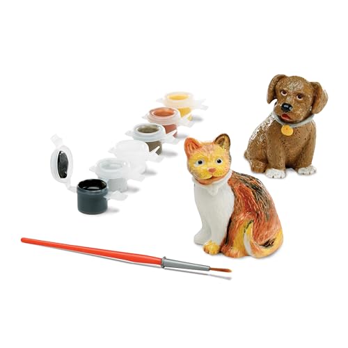 Image of Melissa & Doug Created by Me! Pet Figurines Craft Kit (Resin Dog and Cat, 6 Paints, Paintbrush)