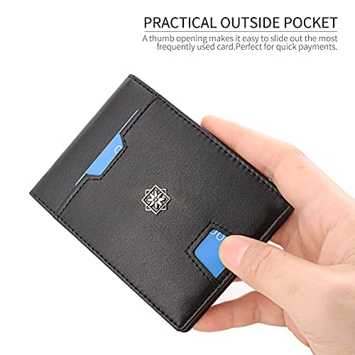 Luxuriate Mens Slim Wallet With Money Clip Rfid Blocking Bifold Credit Card Holder For Men With Gift Box (Black/Blue) #TOP1