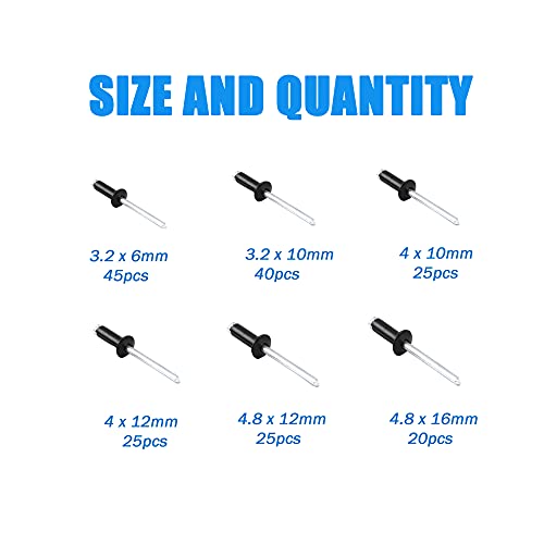 BESTYCHAO 180 pezzi 6 misure rivetti ciechi in